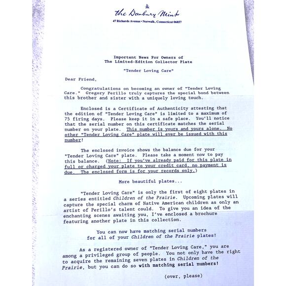 TENDER LOVING CARE BY PERILLO Collector PLATE - Picture 4 of 5